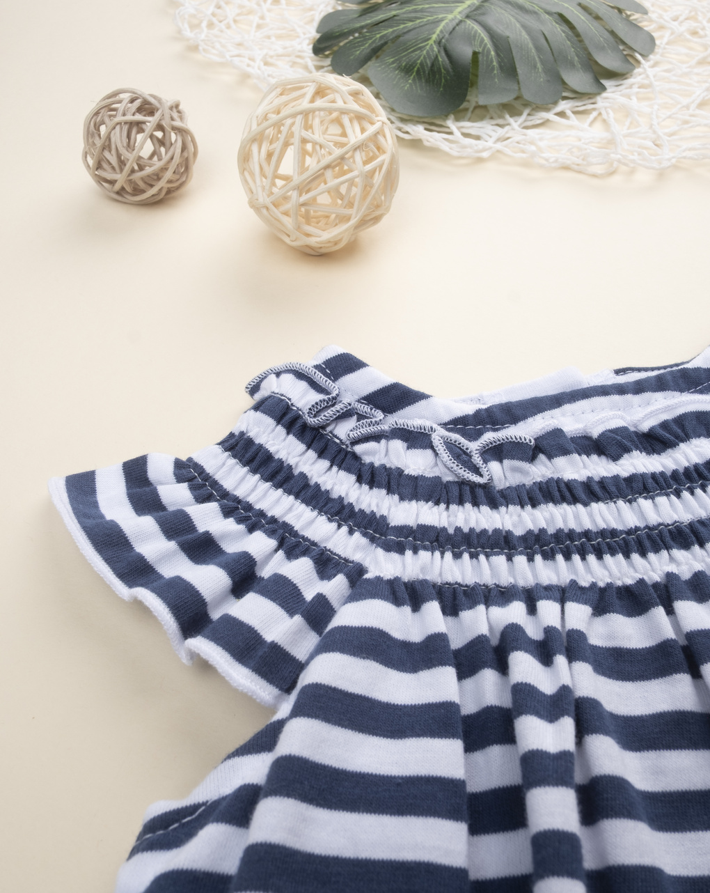 βρεφικό φορμάκι ριγέ μπλε/λευκό με αρκουδάκι για κορίτσι - Prénatal