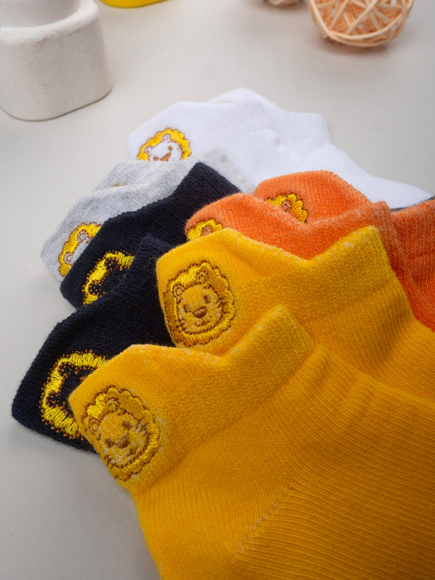 βρεφικά καλτσάκια πολύχρωμα με λιοντάρια πακέτο x5 για αγόρι - Prénatal