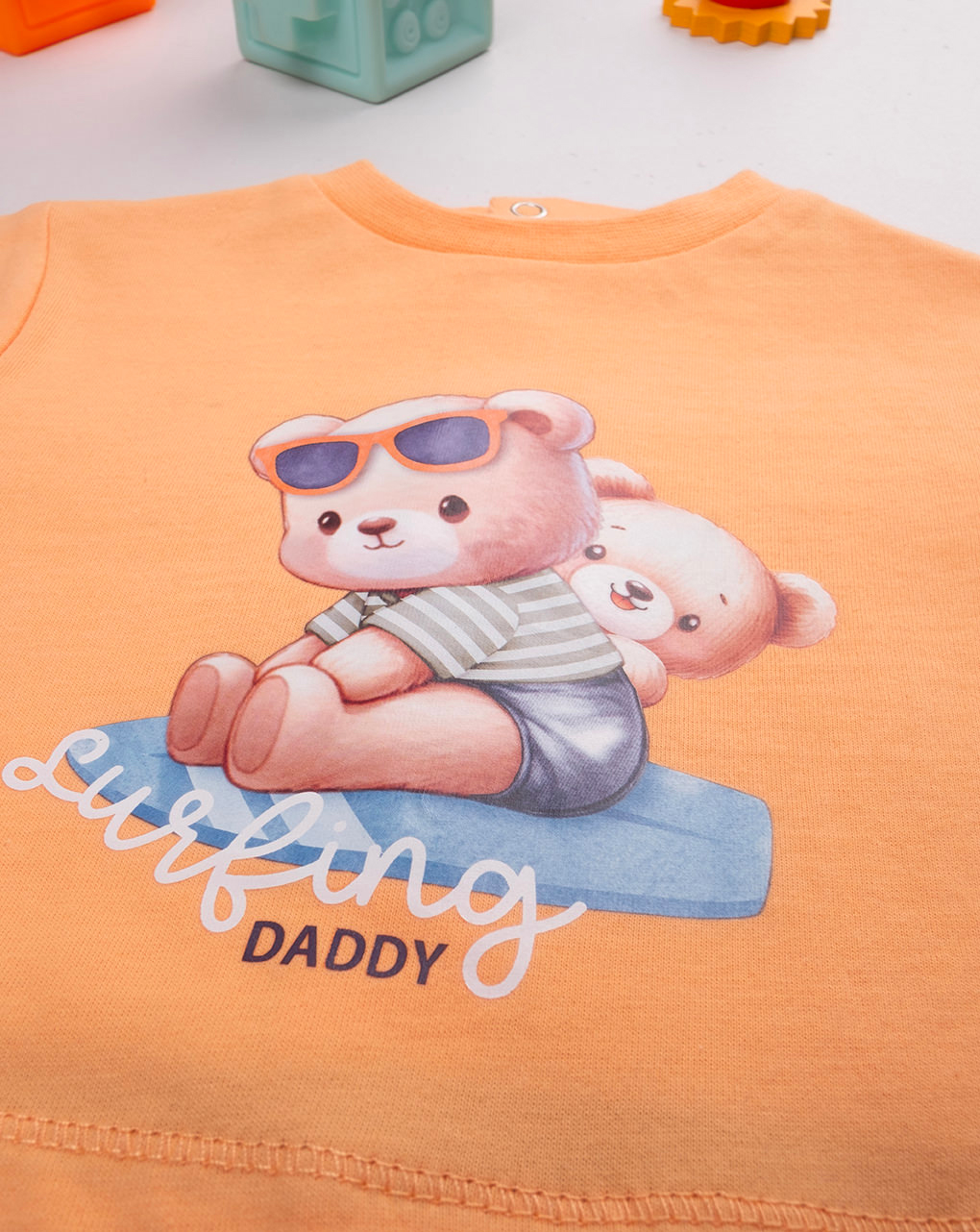 βρεφικό φορμάκι πορτοκαλί/μπλε surfing για αγόρι - Prénatal