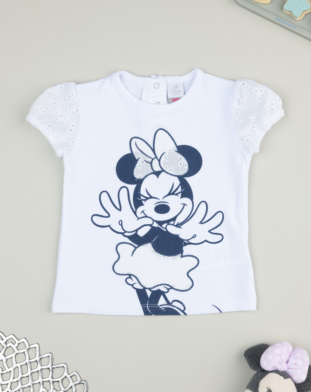 βρεφικό t-shirt λευκό minnie sangallo για κορίτσι