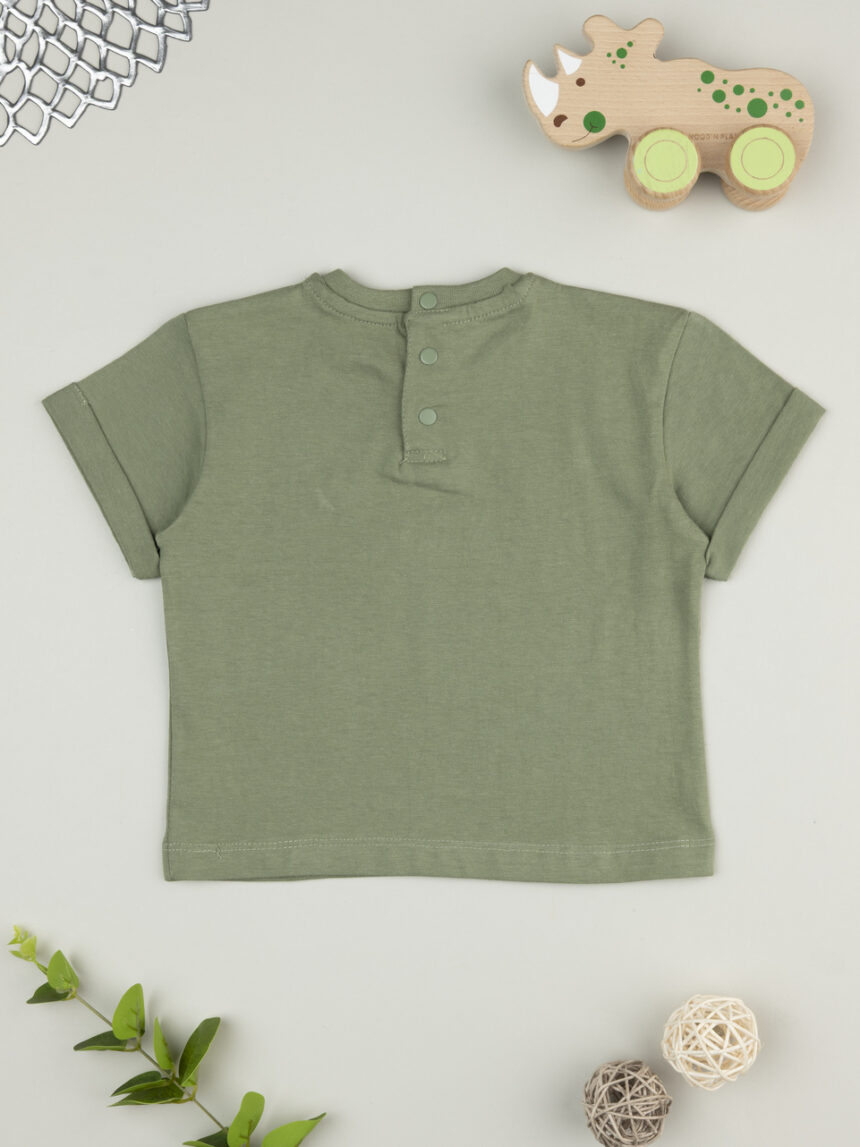 βρεφικό t-shirt χακί με δεινόσαυρο για αγόρι - Prénatal