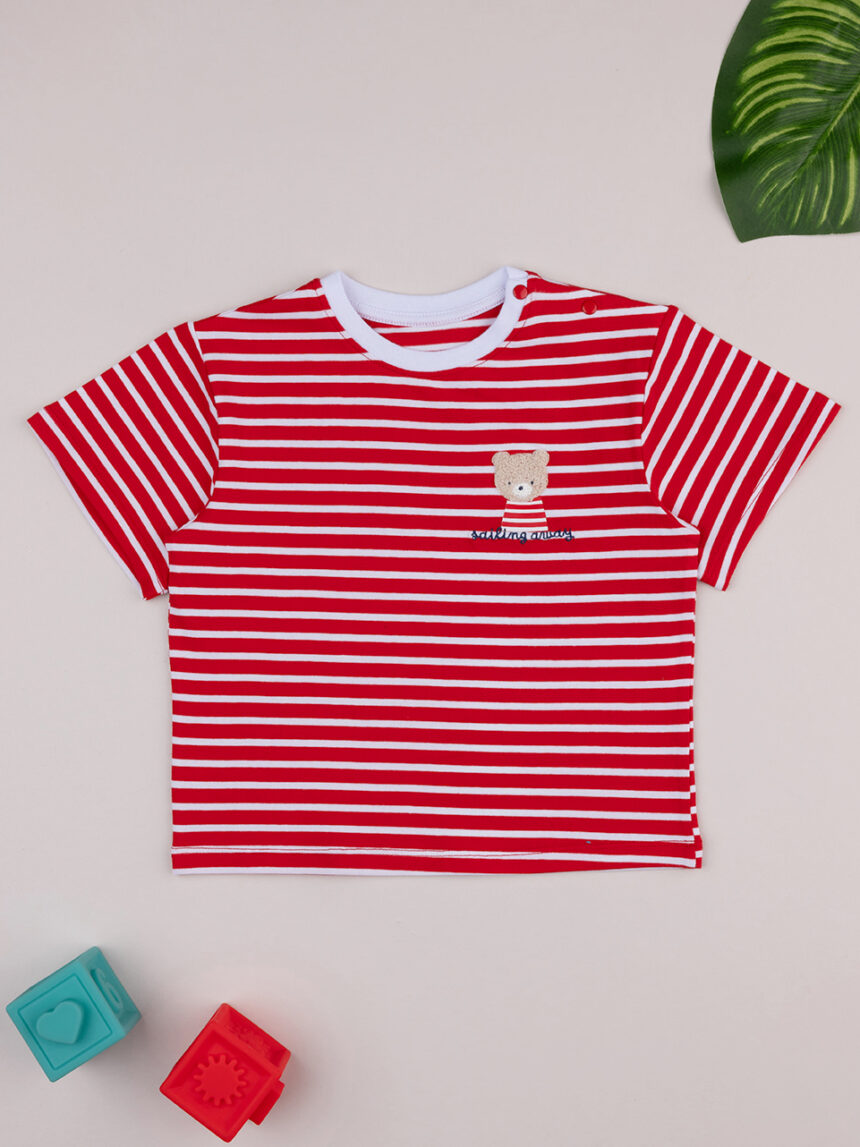 βρεφικό t-shirt ριγέ κόκκινο sailing away για αγόρι - Prénatal