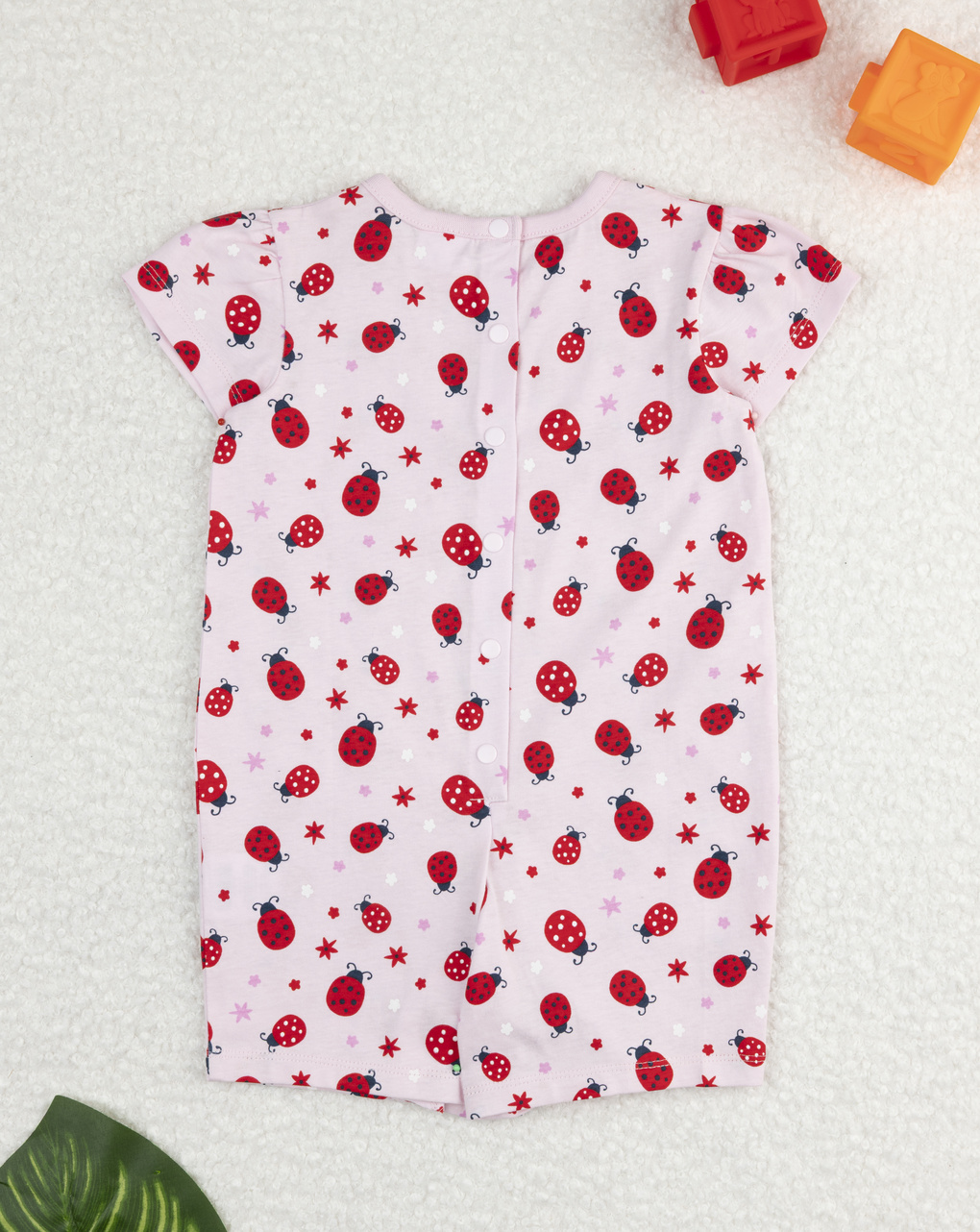 βρεφική ολόσωμη πιτζάμα ροζ με πασχαλίτσες για κορίτσι - Prénatal