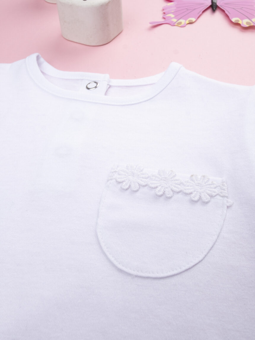 βρεφικό t-shirt λευκό με τσέπη για κορίτσι - Prénatal