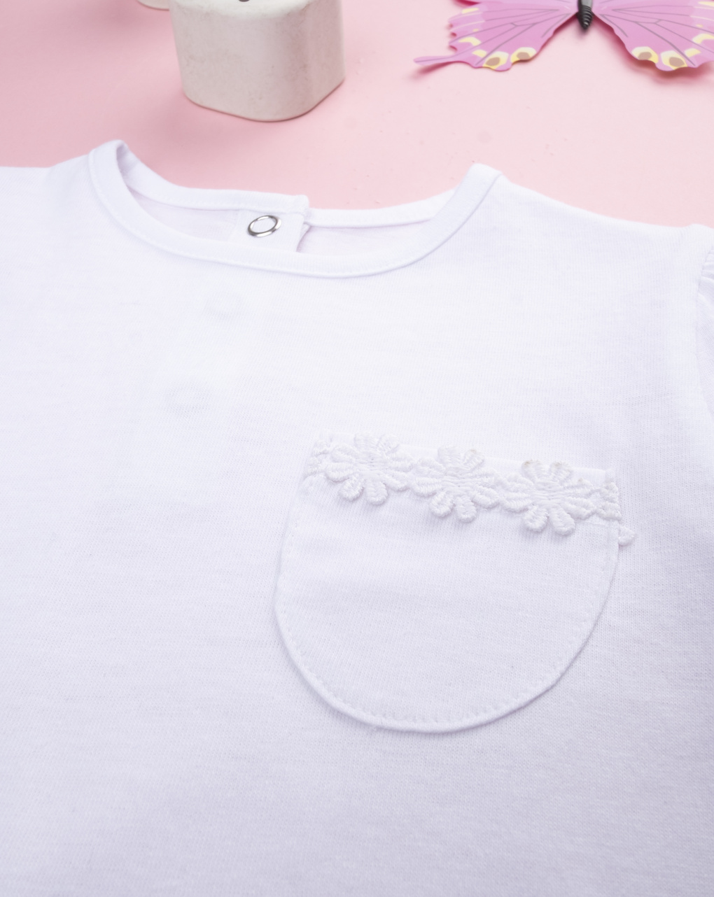 βρεφικό t-shirt λευκό με τσέπη για κορίτσι - Prénatal