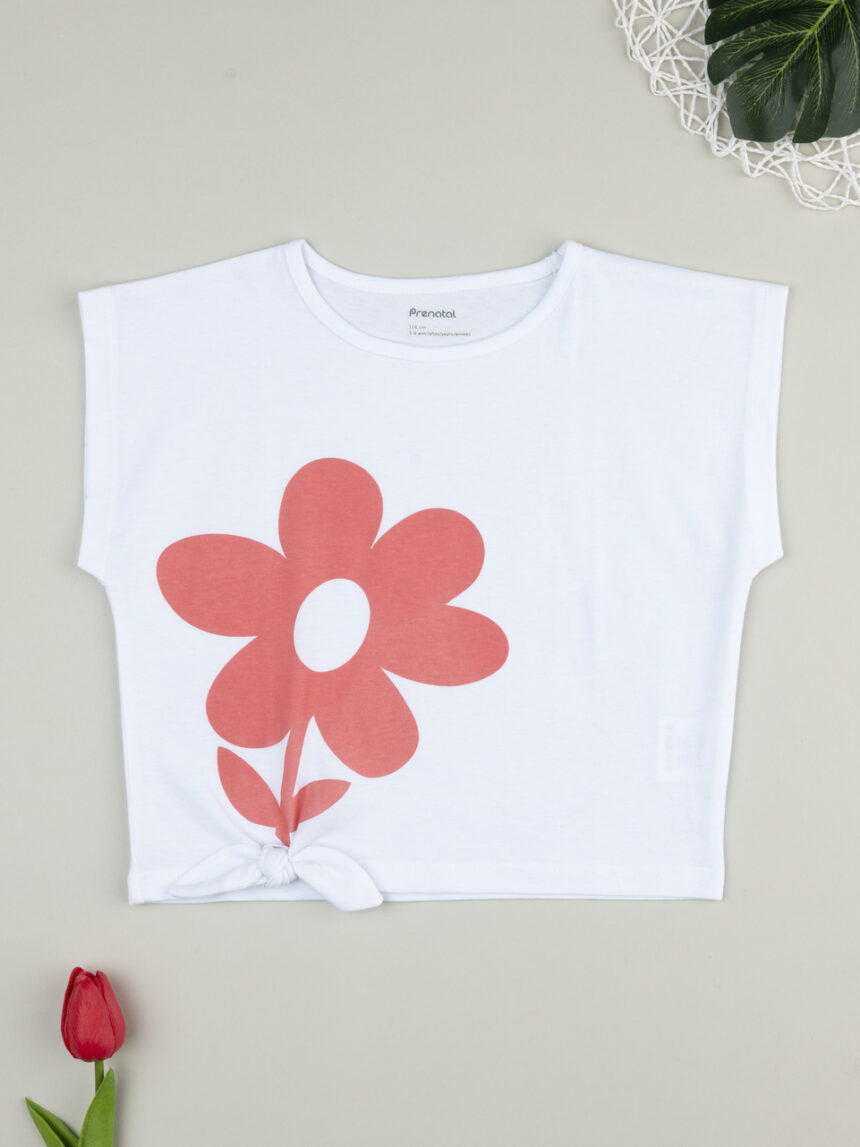 παιδικό t-shirt λευκό με λουλούδι για κορίτσι - Prénatal