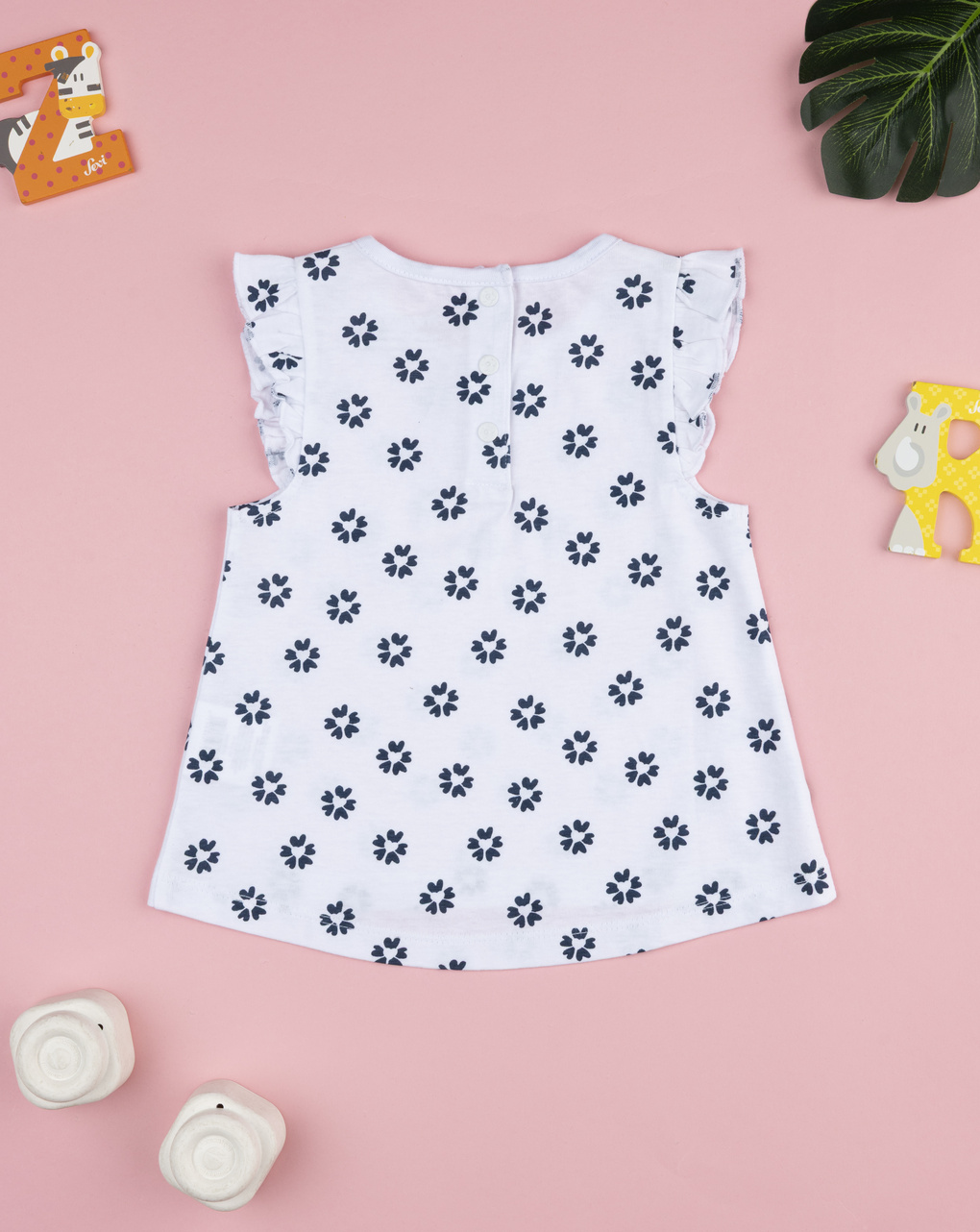 βρεφική μπλούζα λευκή με λουλούδια για κορίτσι - Prénatal