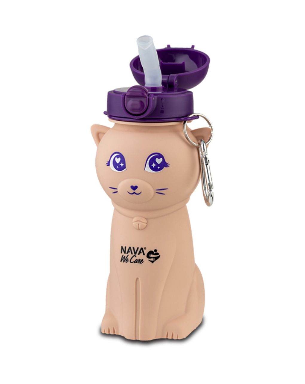 Nava μπουκάλι νερού σιλικόνης ροζ γάτα "we care" 500ml 10-006-005 - Nava