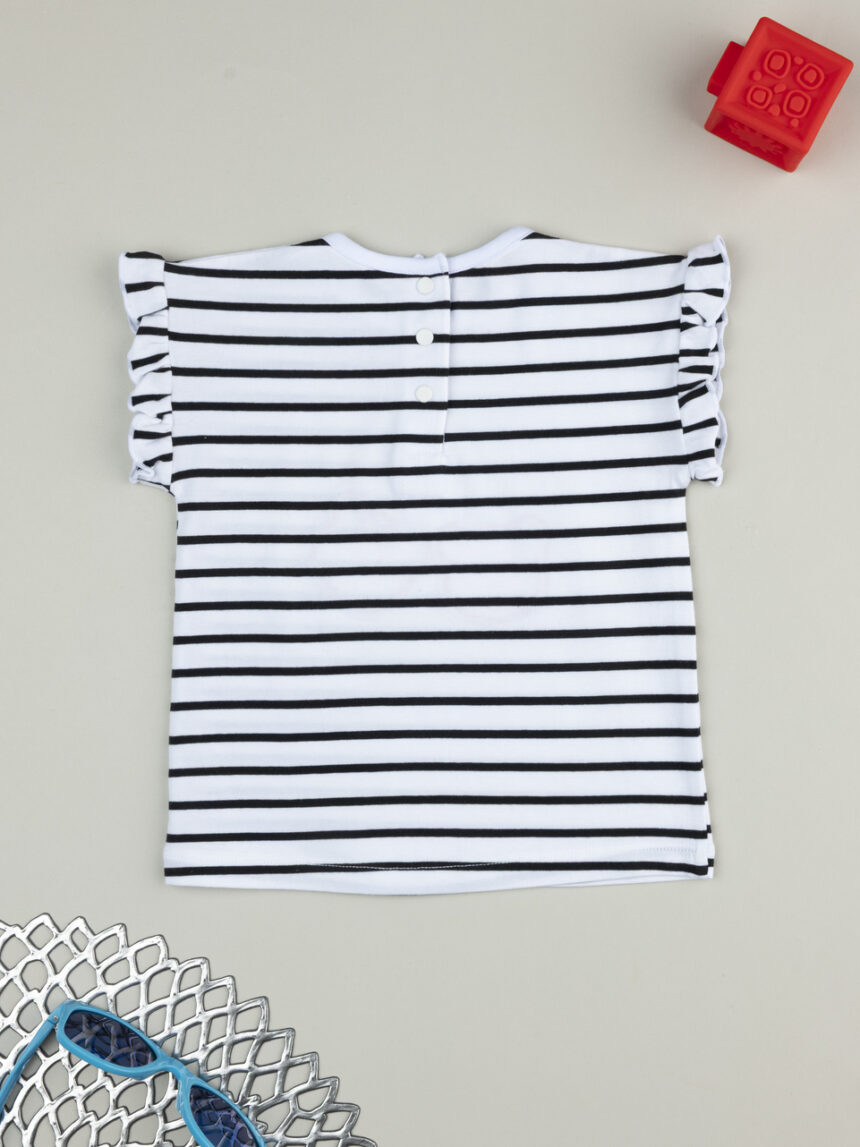 βρεφικό t-shirt λευκό ριγέ με κεράσι για κορίτσι - Prénatal