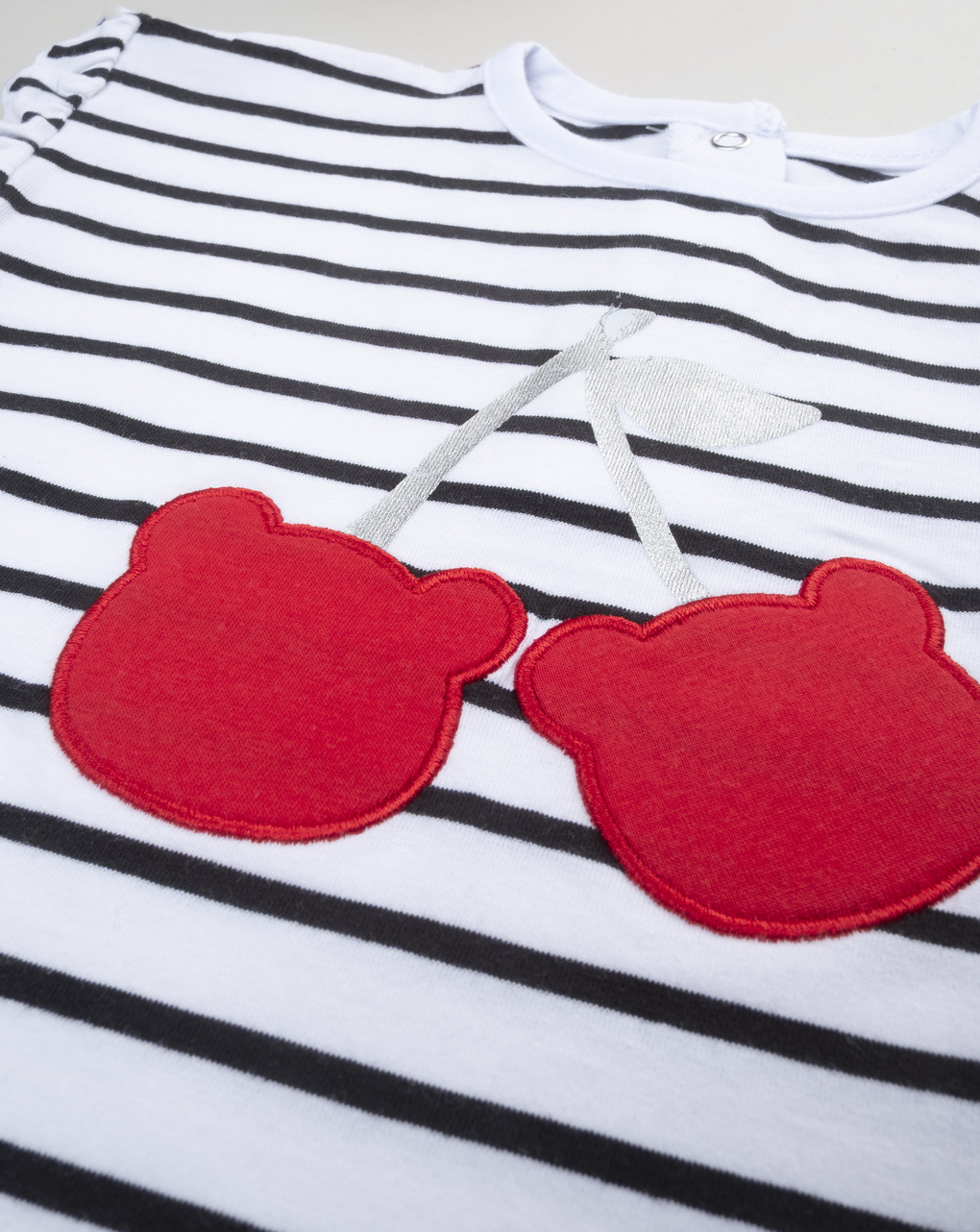 βρεφικό t-shirt λευκό ριγέ με κεράσι για κορίτσι - Prénatal