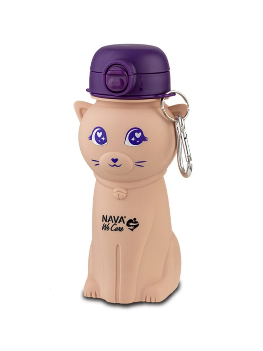 Nava μπουκάλι νερού σιλικόνης ροζ γάτα "we care" 500ml 10-006-005 - Nava