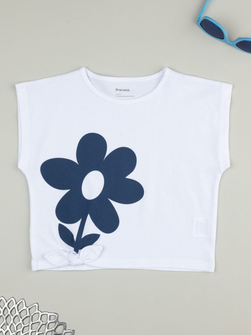 παιδικό t-shirt λευκό με λουλούδι για κορίτσι - Prénatal
