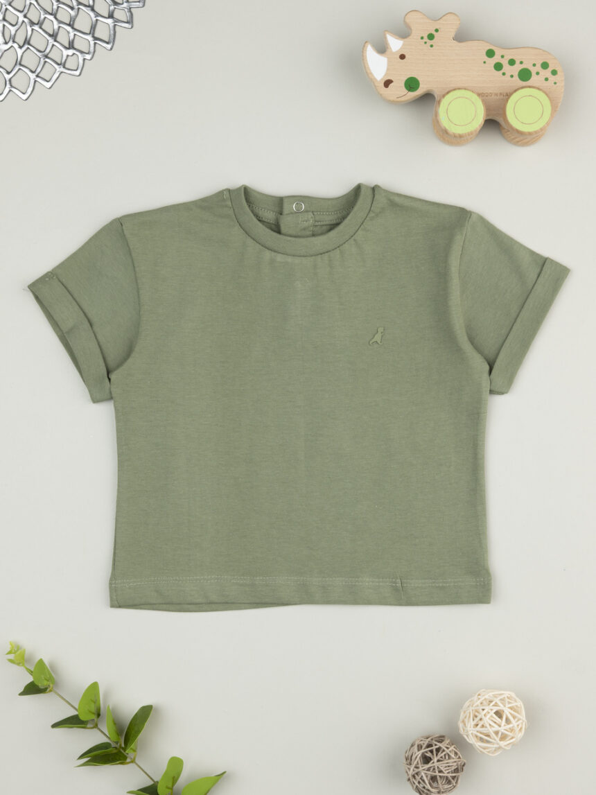 βρεφικό t-shirt χακί με δεινόσαυρο για αγόρι - Prénatal