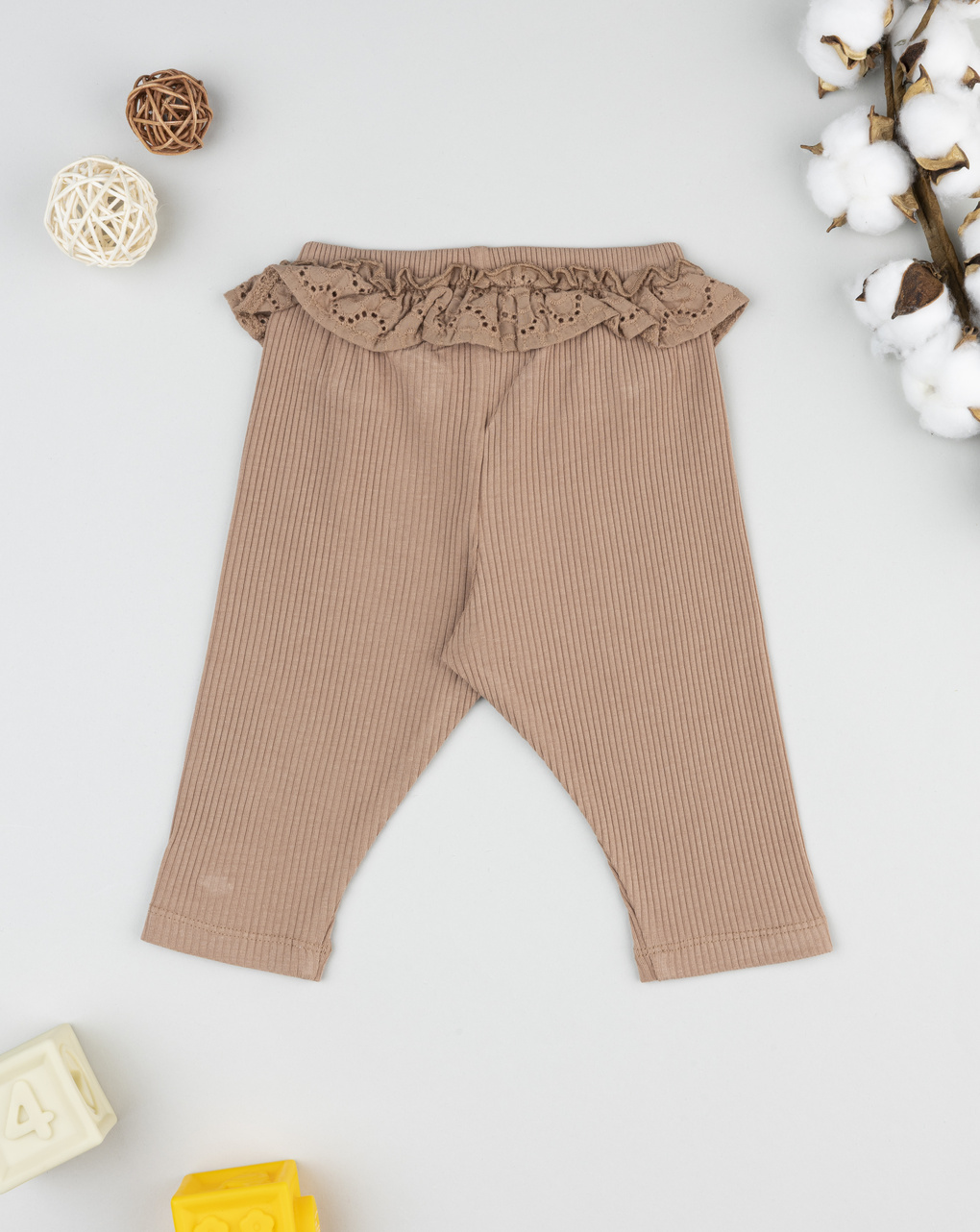 βρεφικό κολάν ριμπ καφέ με δαντέλα για κορίτσι - Prénatal