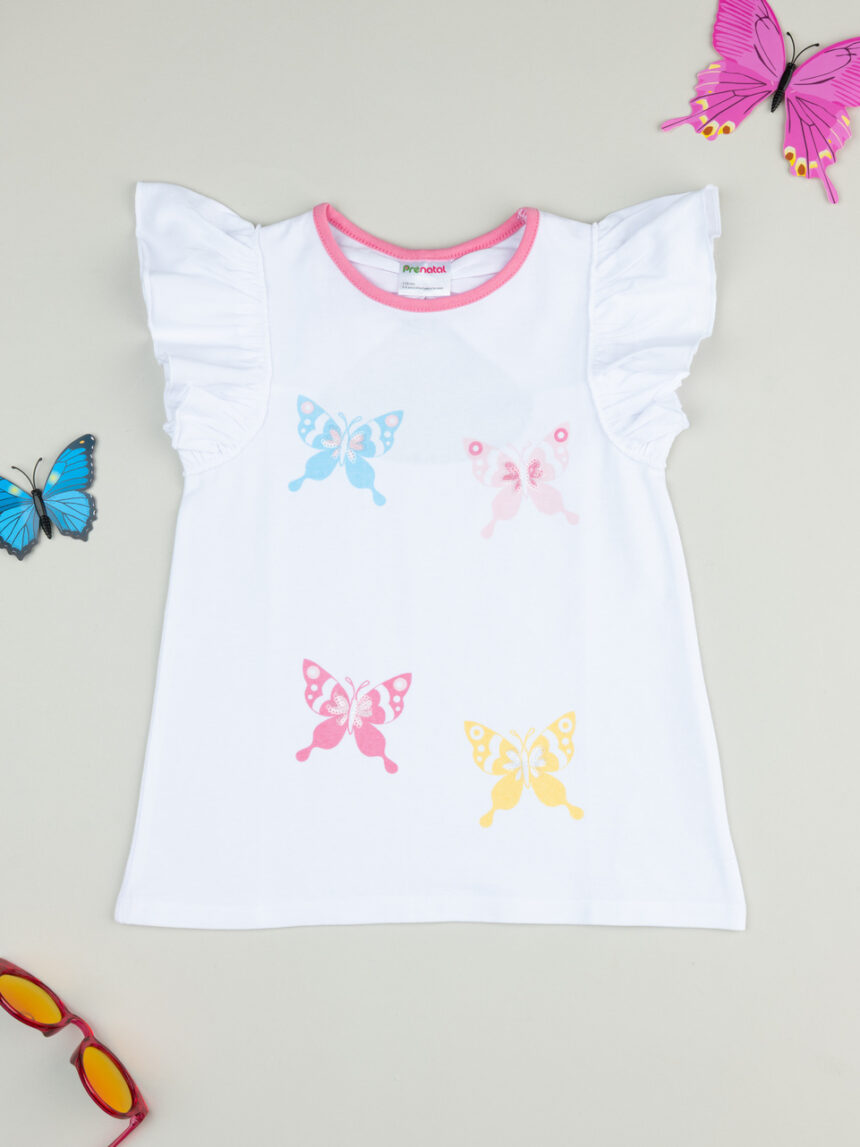 παιδικό t-shirt λευκό με πεταλούδες για κορίτσι - Prénatal