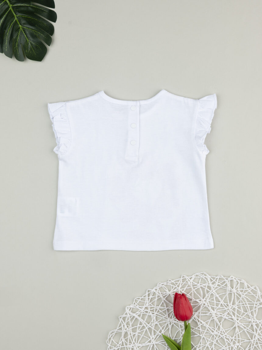 βρεφικό t-shirt λευκό με λουλούδι για κορίτσι - Prénatal
