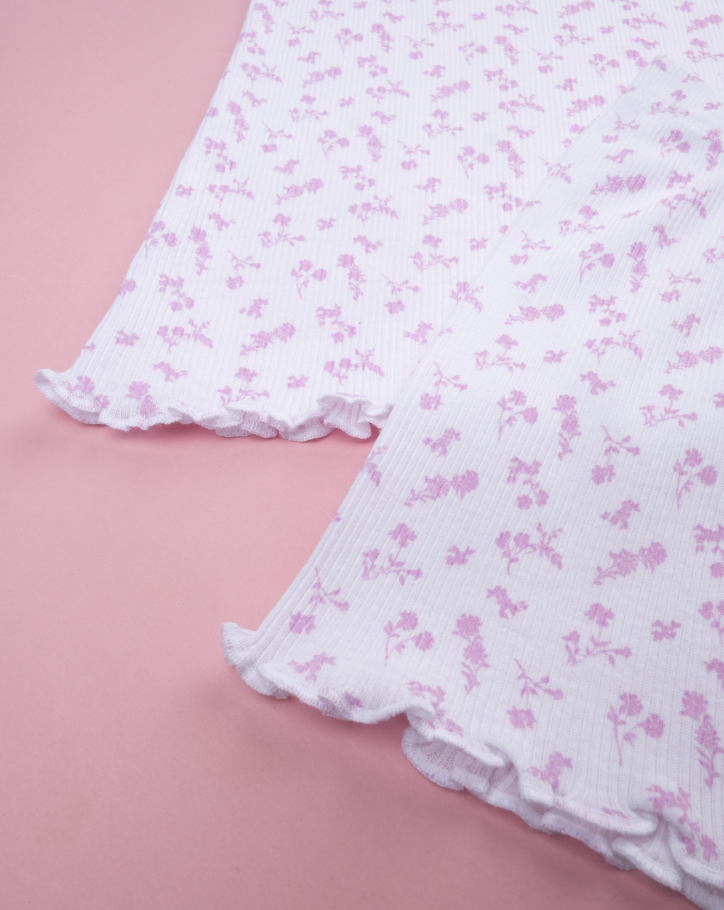 παιδική πιτζάμα λευκή ριμπ με λουλούδια για κορίτσι - Prénatal