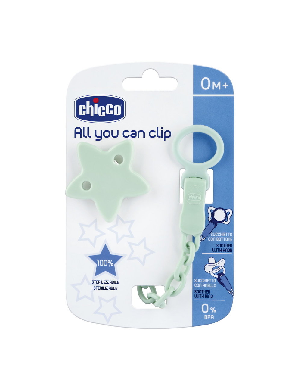 Chicco κλιπ πιπίλας με αλυσίδα αστέρι πράσινο c70-04084-30 - Chicco