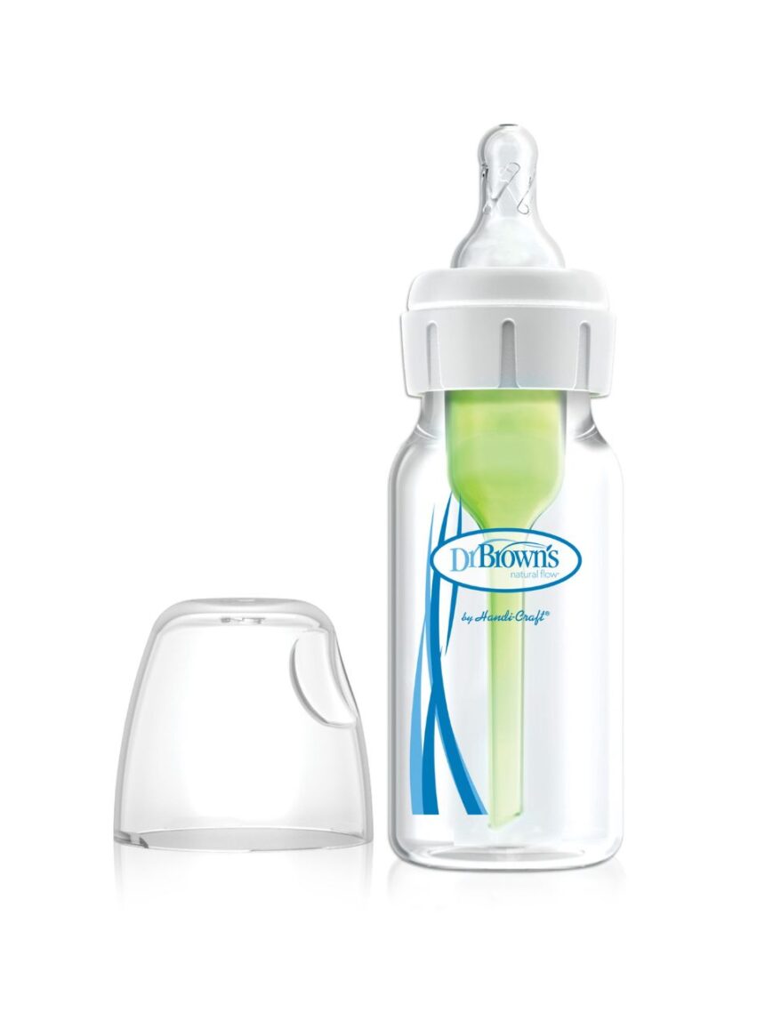 Dr. brown's options+ πλαστικό μπιμπερό natural flow με θηλή σιλικόνης + στενό λαιμό 120ml 112.70.1hc.195 - Dr Browns