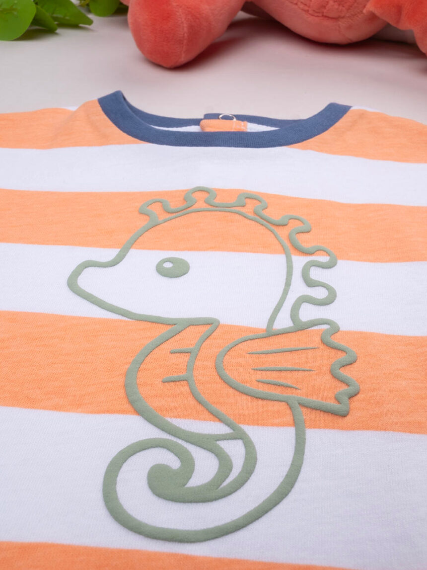 βρεφικό t-shirt ριγέ με ιππόκαμπο για αγόρι - Prénatal