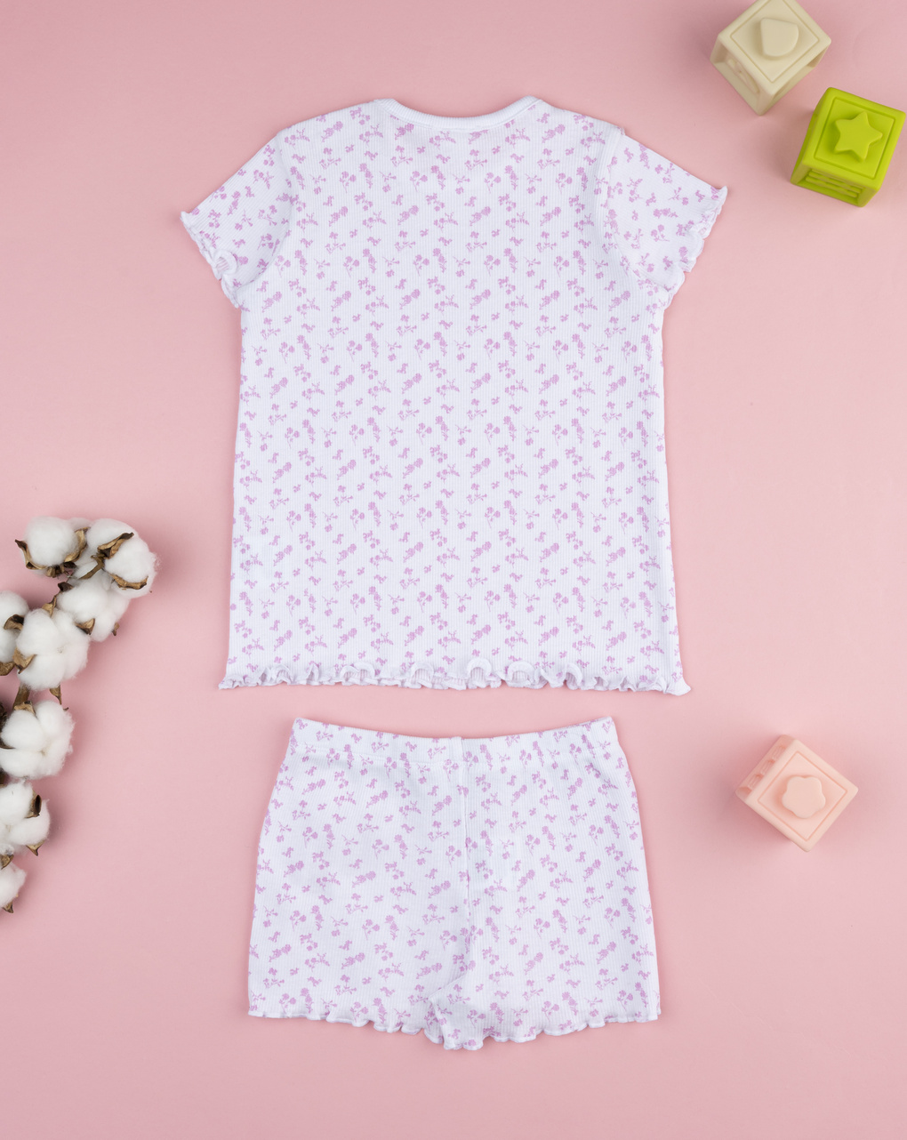 βρεφική πιτζάμα λευκή ριμπ με λουλούδια για κορίτσι - Prénatal