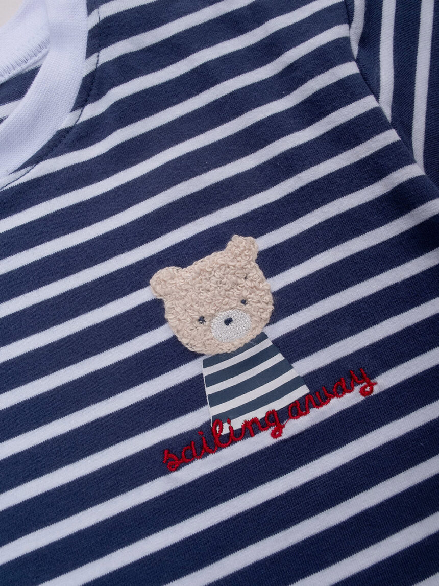 βρεφικό t-shirt ριγέ μπλε sailing away για αγόρι - Prénatal