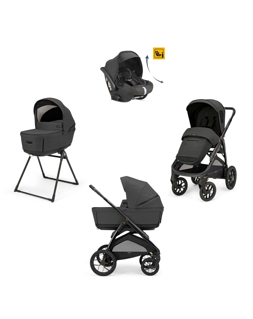 Inglesina σύστημα μεταφοράς quattro aptica xt darwin recline με σκελετό nero magnet grey