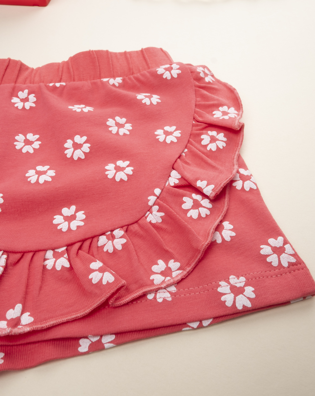βρεφικό σορτσάκι κοραλί με λουλούδια για κορίτσι - Prénatal