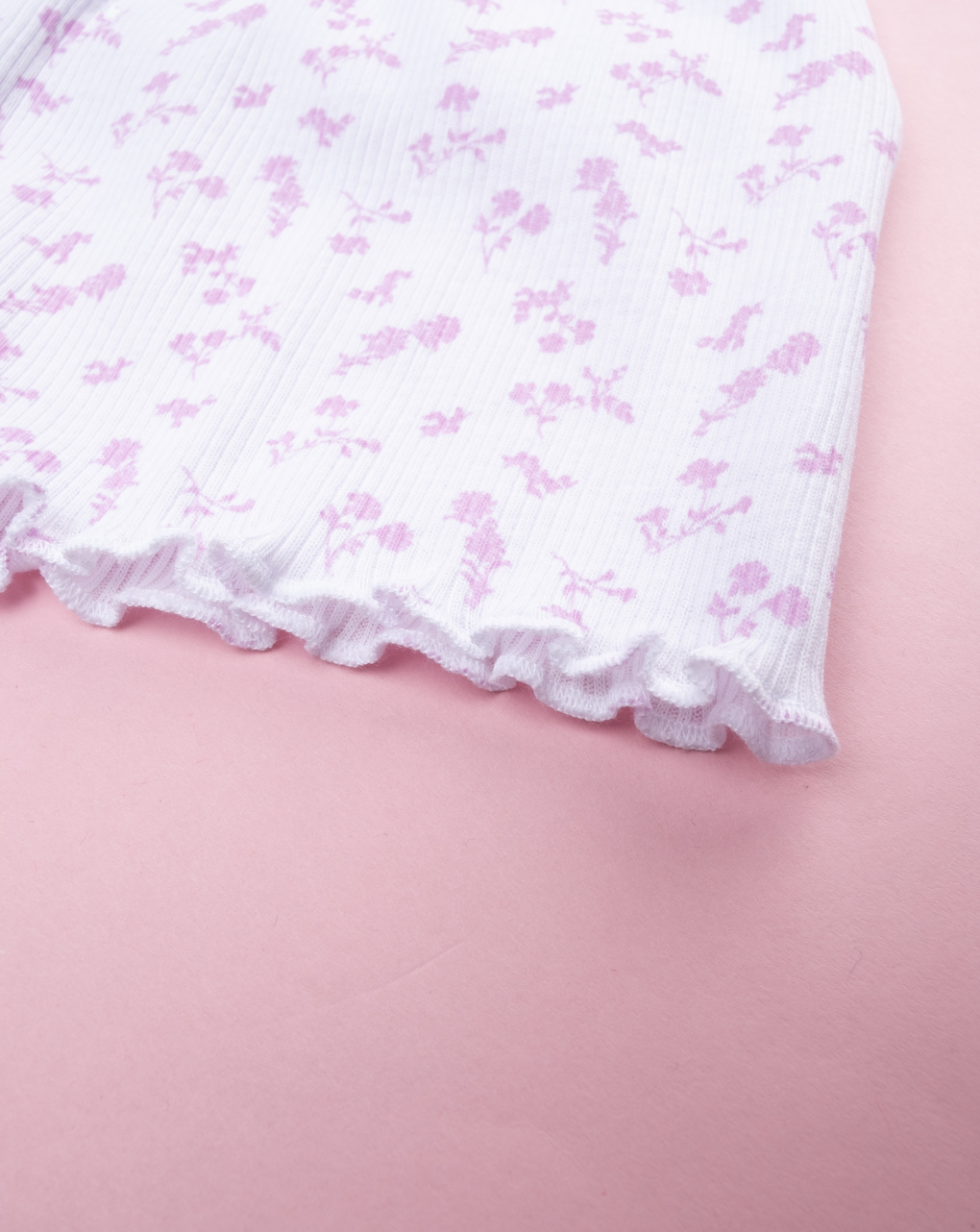 βρεφική πιτζάμα λευκή ριμπ με λουλούδια για κορίτσι - Prénatal