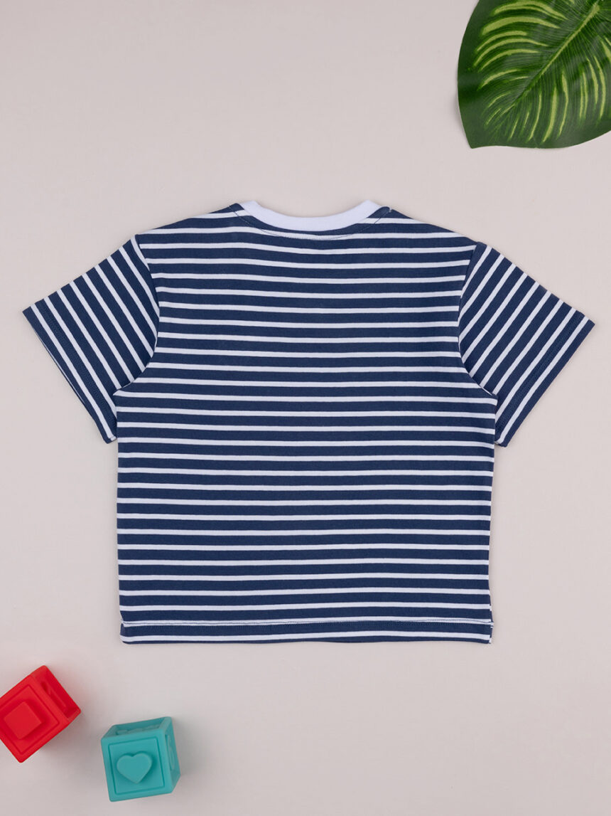 βρεφικό t-shirt ριγέ μπλε sailing away για αγόρι - Prénatal