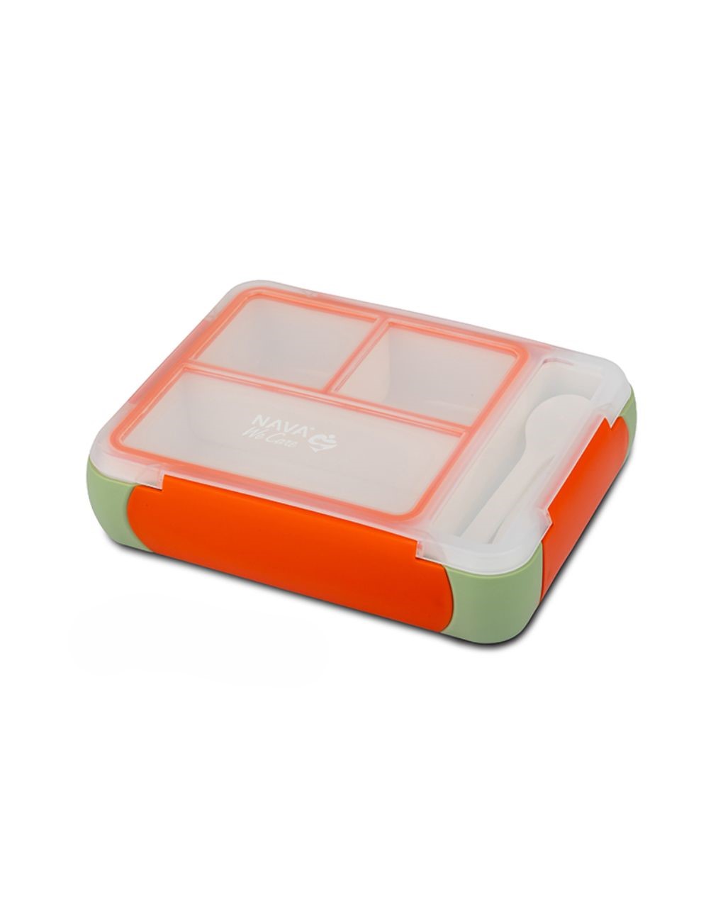 Nava δοχείο φαγητού bento πλαστικό ορθογώνιο "we care" πράσινο-πορτοκαλί 800ml 10-262-022
