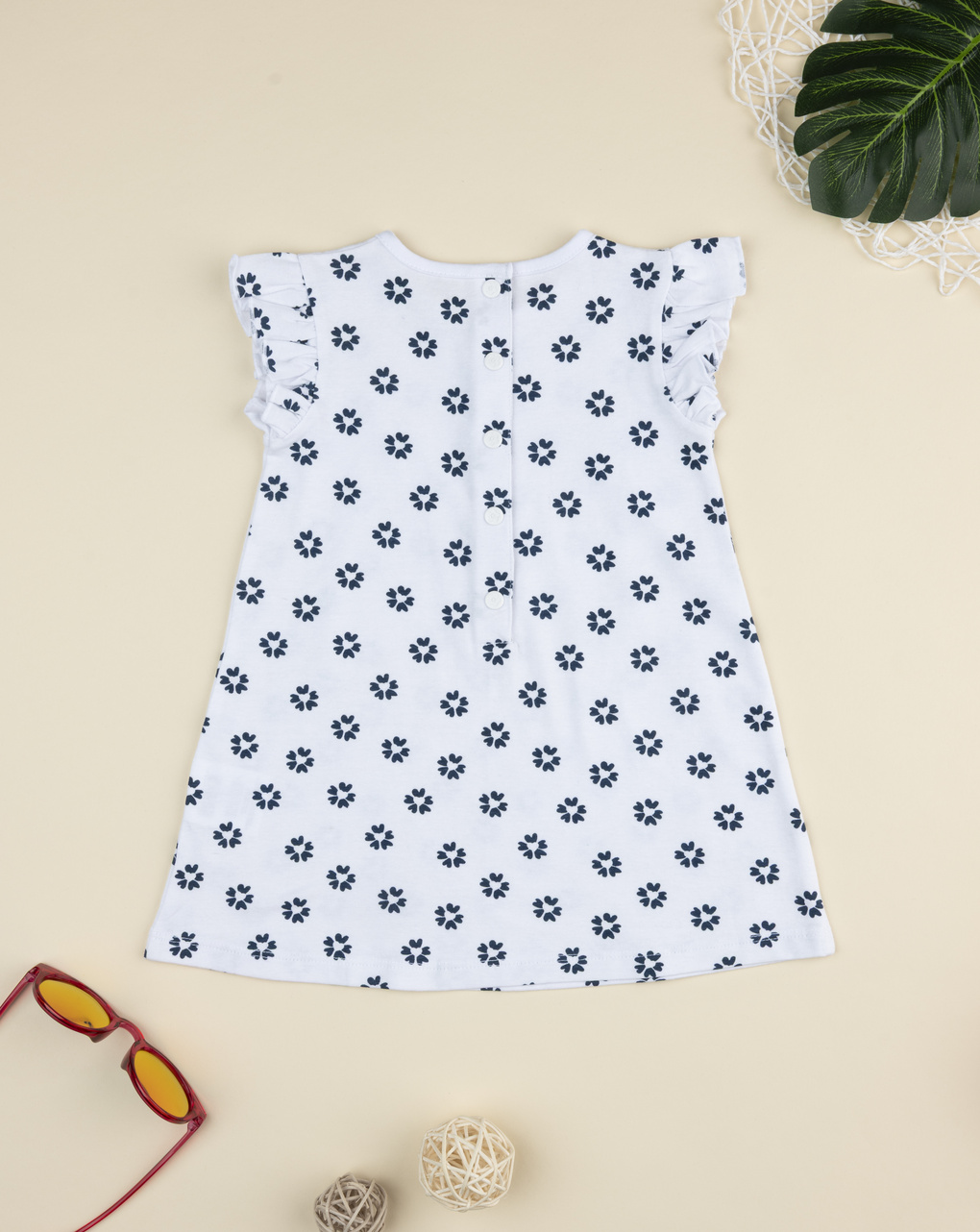 βρεφικό φόρεμα λευκό με λουλούδια για κορίτσι - Prénatal