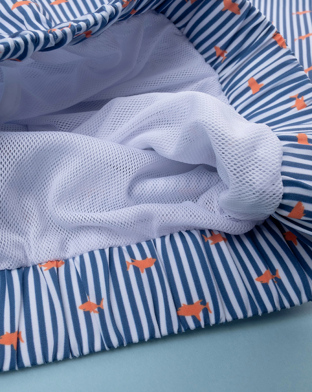 παιδικό μαγιό boxer ριγέ μπλε/λευκό με ψάρια για αγόρι - Prénatal