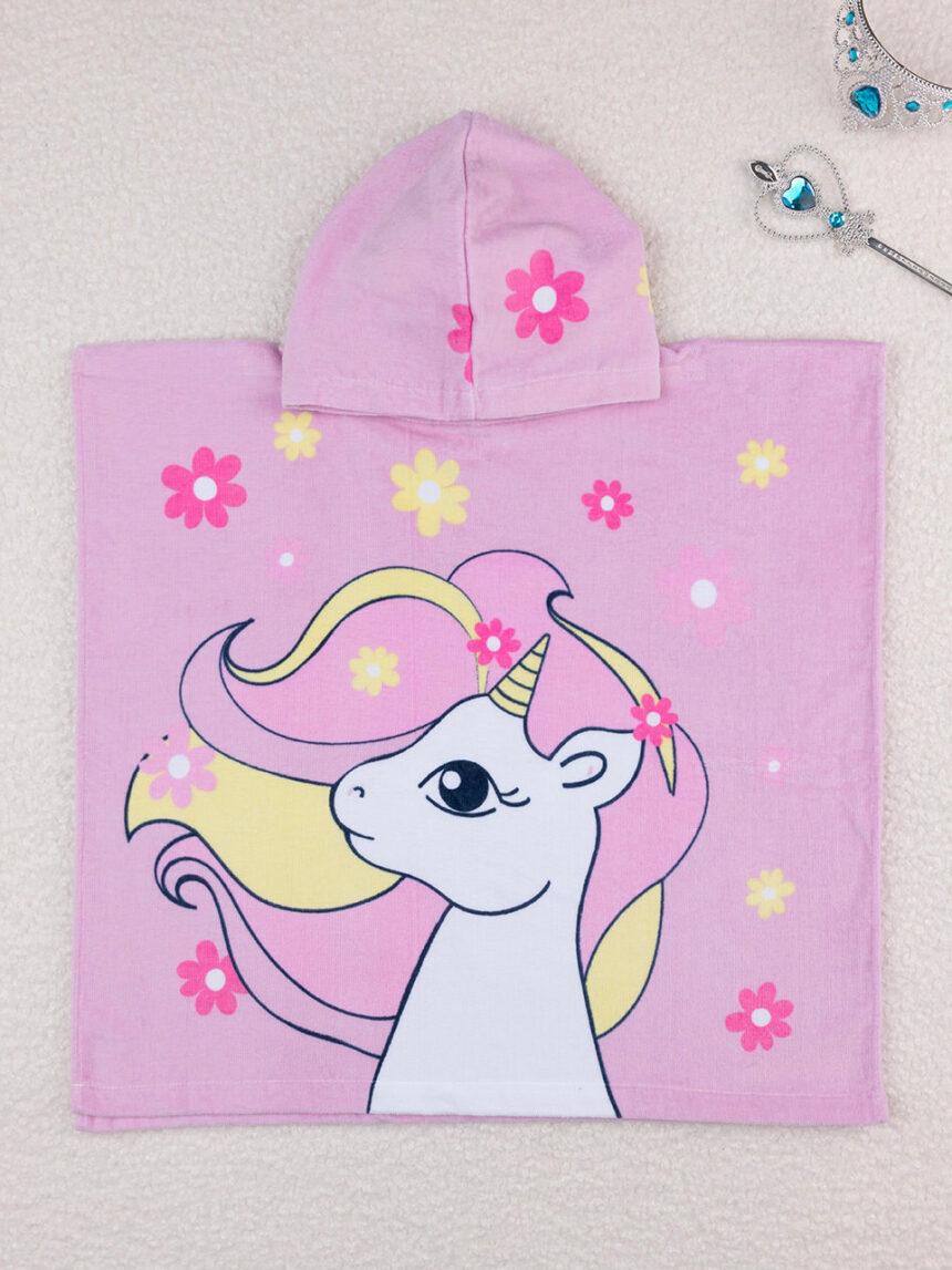 βρεφικό πόντσο θαλάσσης ροζ με μονόκερο για κορίτσι - Prénatal