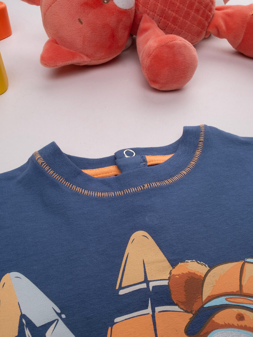 βρεφικό t-shirt μπλε αρκουδάκι surfer για αγόρι - Prénatal