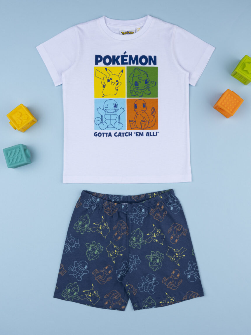 παιδική πιτζάμα λευκή/μπλε pokémon για αγόρι - Prénatal
