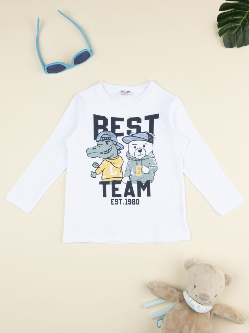 παιδική μπλούζα λευκή best team για αγόρι - Prénatal