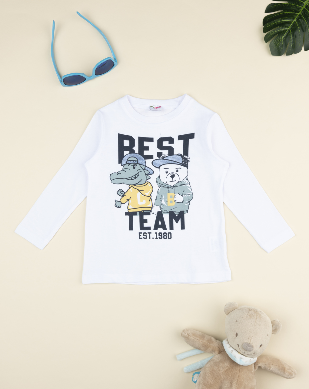 παιδική μπλούζα λευκή best team για αγόρι - Prénatal