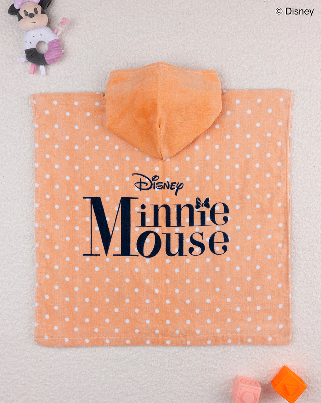 βρεφικό πόντσο θαλάσσης πορτοκαλί minnie για κορίτσι - Prénatal