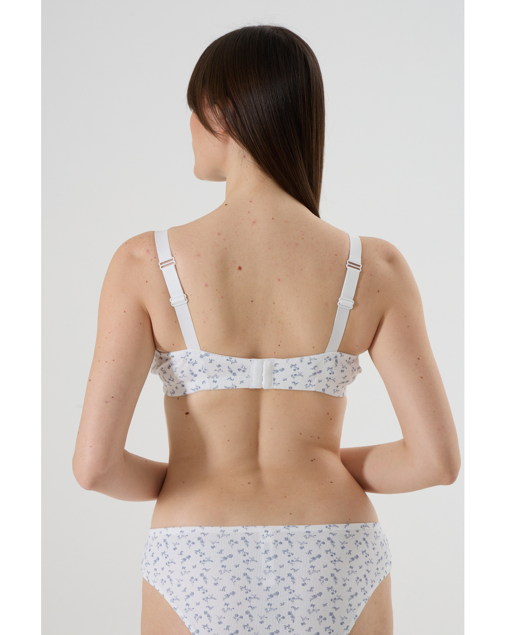 γυναικείο σουτιέν θηλασμού λευκό ριμπ φλοράλ μπλε - Prénatal