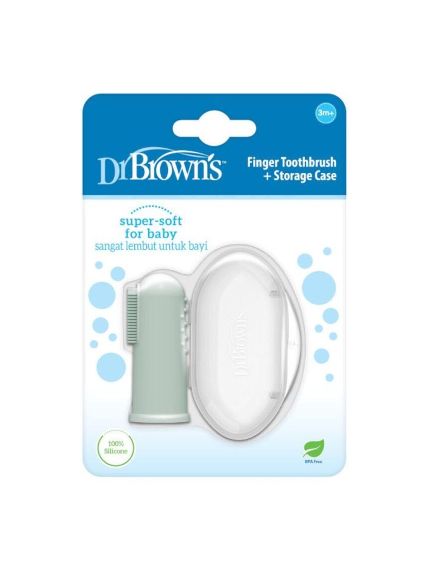 Dr. brown's βρεφική δακτυλική οδοντόβουρτσα σιλικόνης 3m+ green hg126 - Dr Browns