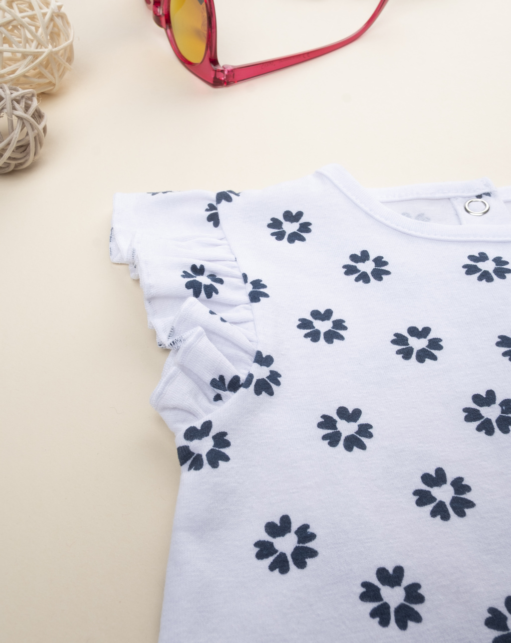 βρεφικό φόρεμα λευκό με λουλούδια για κορίτσι - Prénatal