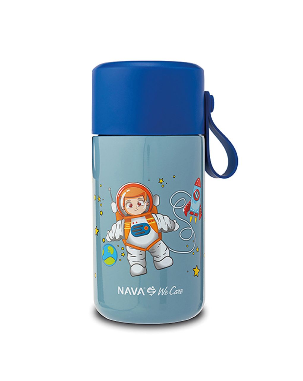 Nava παιδικό δοχείο φαγητού ισοθερμικό στρογγυλό "we care" 600ml μπλε 10-007-011 - Nava