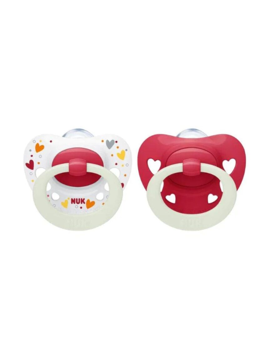 Nuk signature night πιπίλες σιλικόνης με θήκη 2τμχ 6-18m 10176276 (2 σχέδια) - Nuk