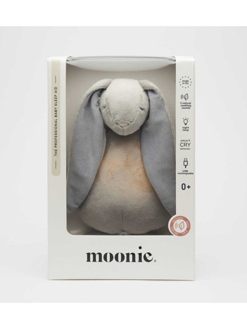 Moonie 2.0 the humming friend επαναφορτιζόμενο βοήθημα ύπνου με αισθητήρα κλάματος και φωτισμό silver bunny - MOONIES