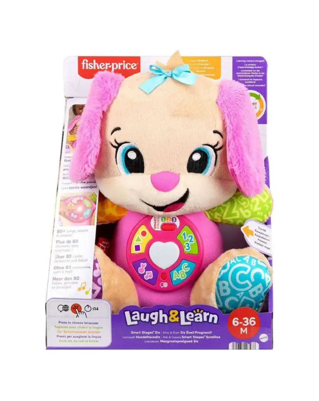Mattel fisher-price laugh & learn εκπαιδευτικό σκυλάκι smart stages 6-36m ροζ jfd34
