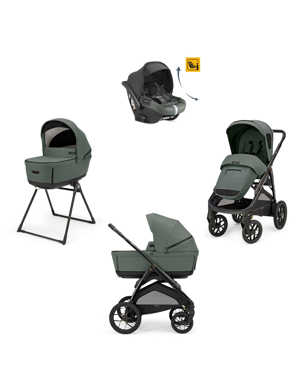Inglesina σύστημα μεταφοράς quattro aptica xt darwin recline με σκελετό nero taiga green