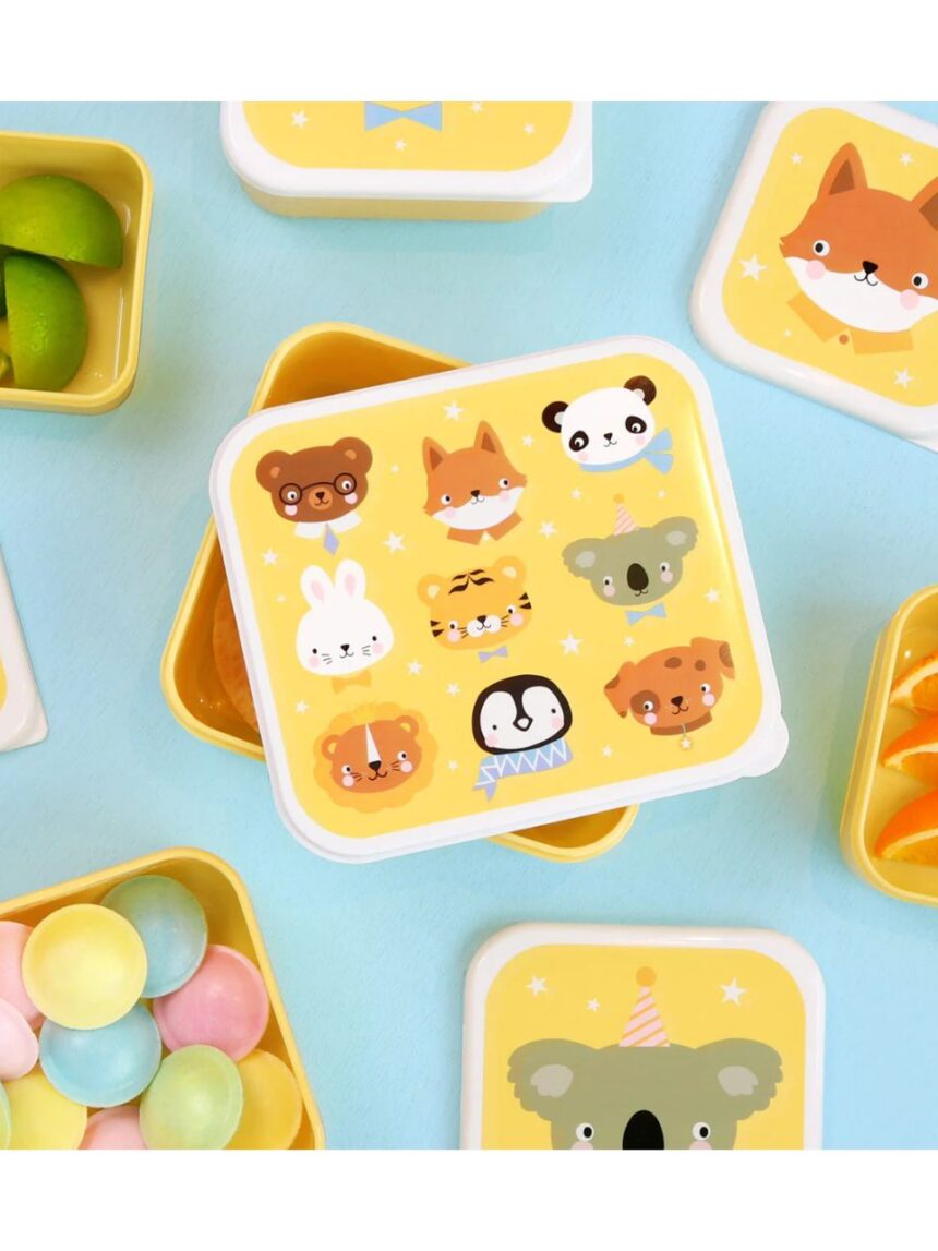 A little lovely company σετ 4 δοχεία φαγητού lunch & snack box animal friends sbseaf81 - A LITTLE LOVELY COMP