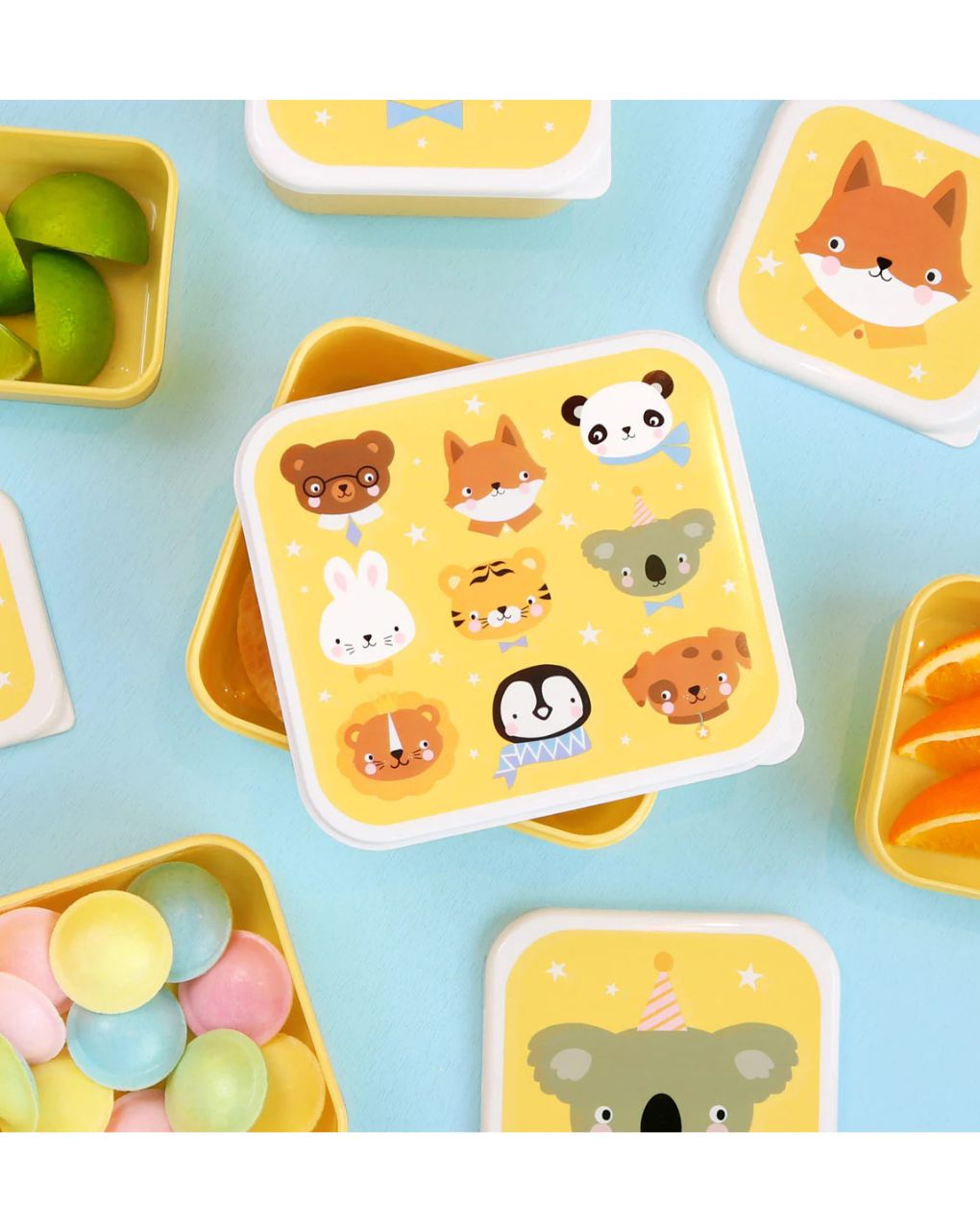 A little lovely company σετ 4 δοχεία φαγητού lunch & snack box animal friends sbseaf81 - A LITTLE LOVELY COMP