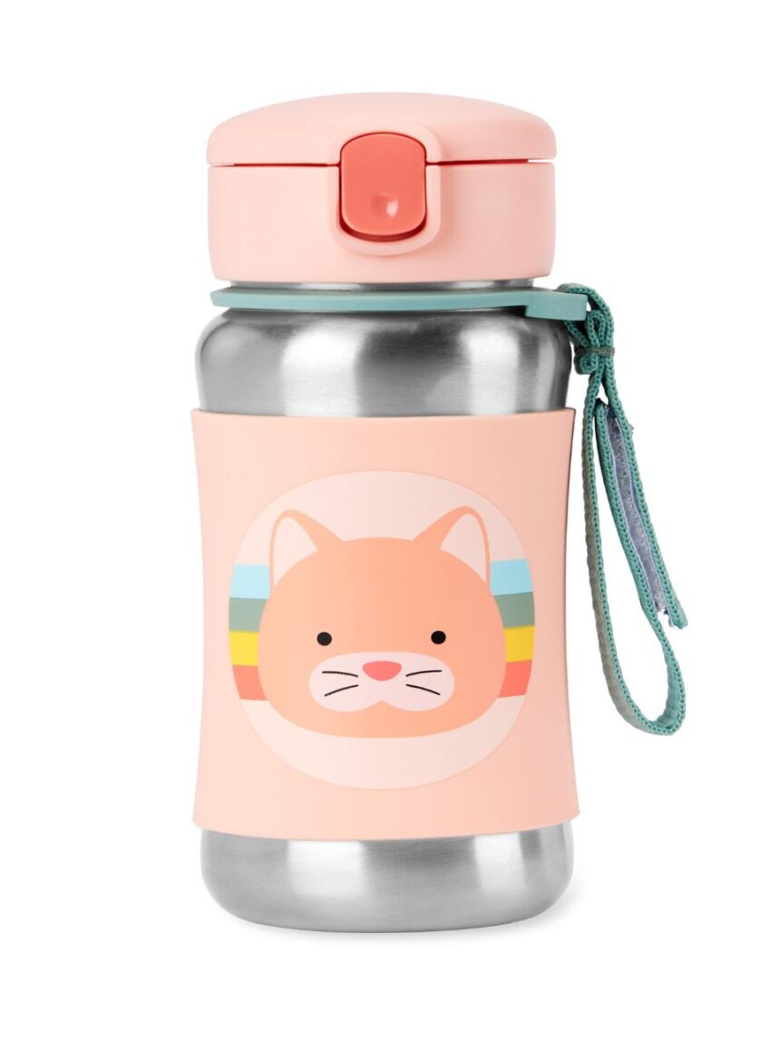 Skip hop zoo stainless steel παγούρι με καλαμάκι 350ml cat 9s891810 - SKIP HOP